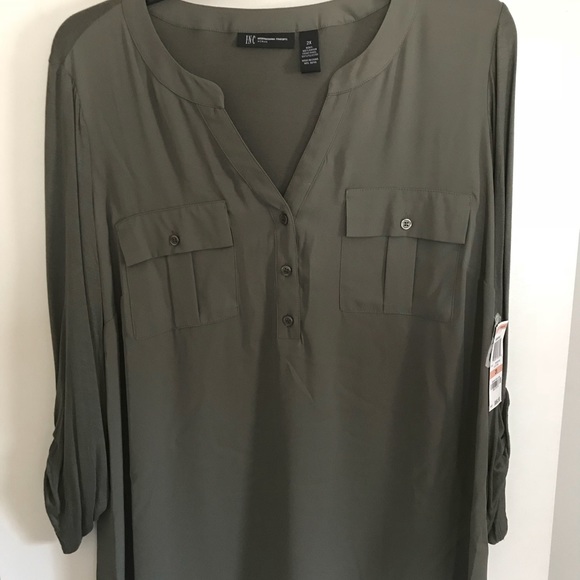 INC International Concepts Tops - Macy’s INC NWT Army Green Blouse